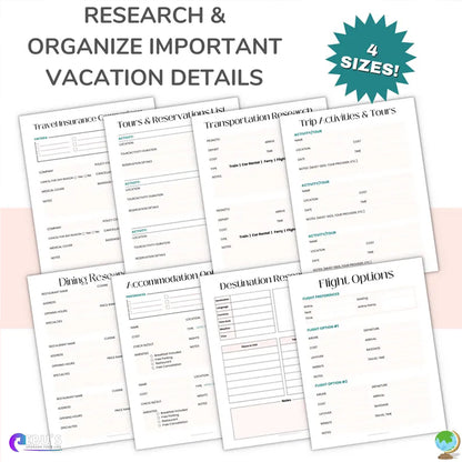Travel Planner Printable Bundle
